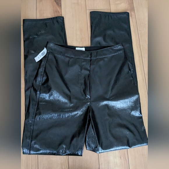 NWT Aritzia Wilfred *Black* Vegan Leather Straight Leg Tempest Pants Size 4 - Picture 6 of 8